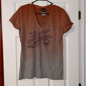 Schaefer’s Harley Davidson v neck T-shirt